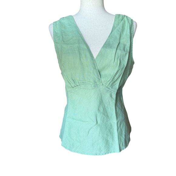 J. Jill Tops - J.Jill Green Linen Tank Top Sleeveless Petite Blouse 14P